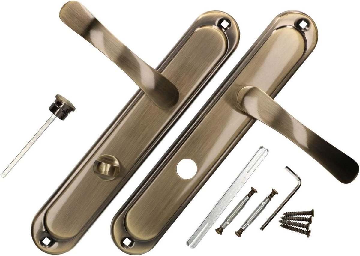 SnelShoppen - Deurklink 72 mm WC/BAD, Patina, Deurhandgreep Set, Binnen- en Buitendeuren, Veiligheid en Stijl voor Toilet en Badkamer