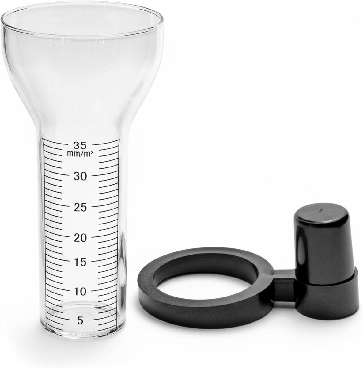 SnelShoppen - Regenmeter Vervangglas 35 mm/m² voor Tuin, Inclusief Houder - Precipitatometer, Watermeter voor Buiten, Geschikt voor Tuin, Camping en M