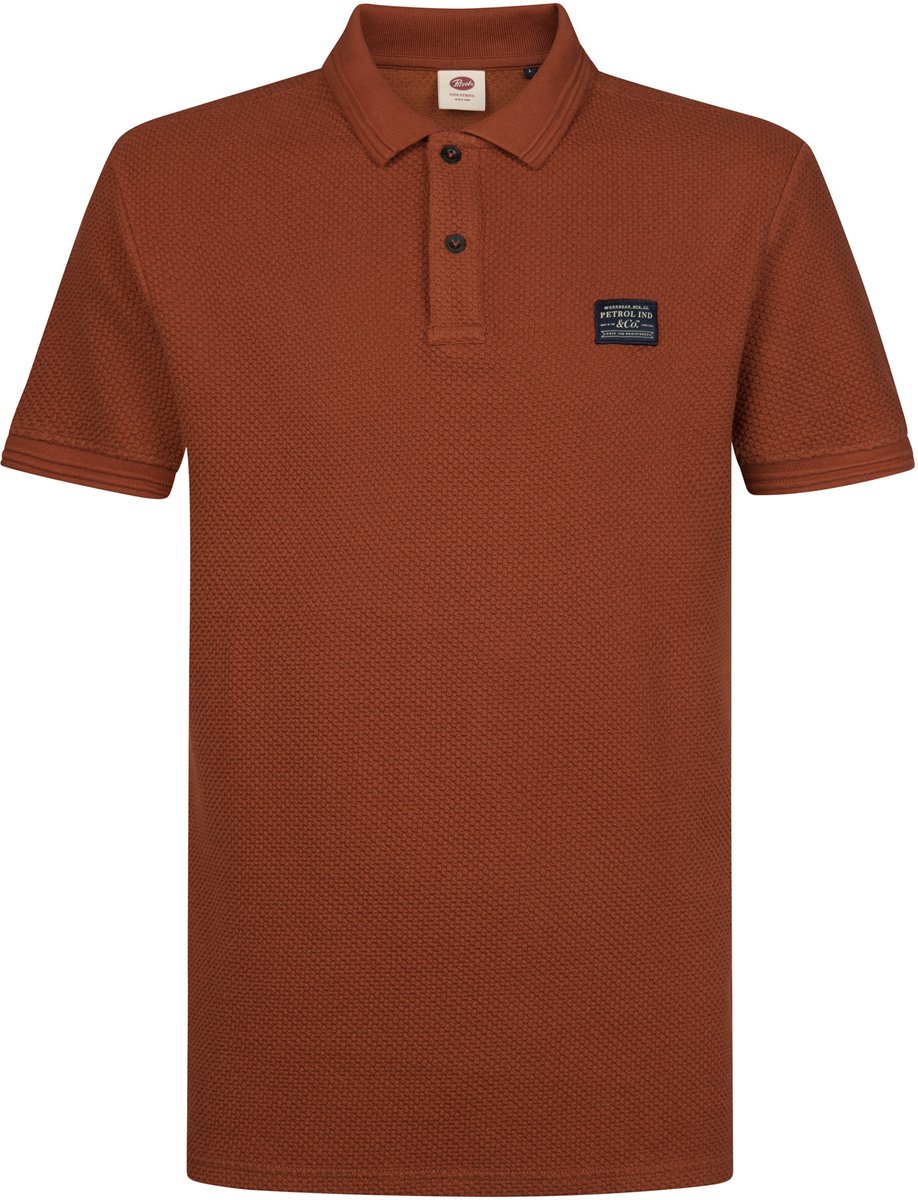 Petrol Industries - Heren Wafelpolo steelhouse - Oranje - Maat L