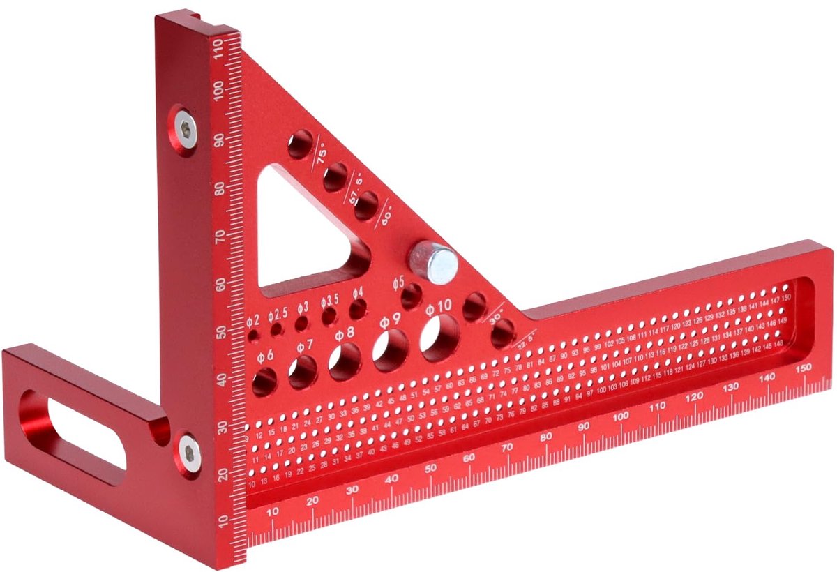 SnelShoppen - 3D Multi-Shop Meetstaaf, 22.5-90° Aluminium Legering, Precisie Winkelmeter voor DIY Houtbewerking en Klussen