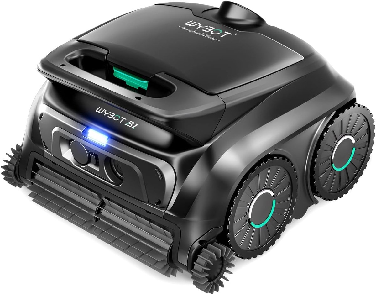 SnelShoppen - Accu Zwembadrobot voor Kleine Zwembaden - Intelligente Wand en Vloer Reinigingsrobot met App-Bediening - 100 minuten Looptijd - Zwart-Gr
