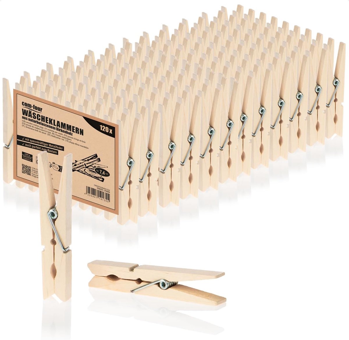 SnelShoppen - 120x Houten Wasknijpers van Berkenhout | Natuurlijke Onbehandelde Klemmen voor Was, Creatieve Klussen en Decoratie, Ideaal voor Thuis en