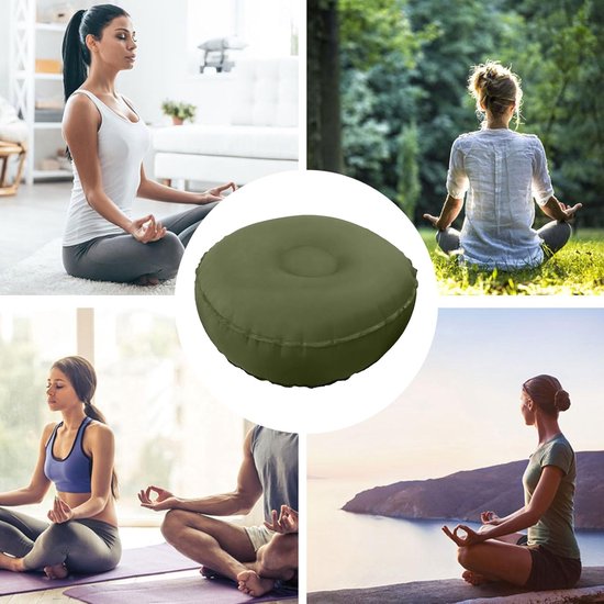 Meditatiekussen - Opblaasbaar Yoga Balanskussen voor Ontspanning - Antislip Ontwerp, Draagbare Luchtgevulde Steun, Houdingsverbetering - 42x15cm - Voor Mannen Vrouwen Volwassenen Binnen Buiten - groen — afbeelding 4