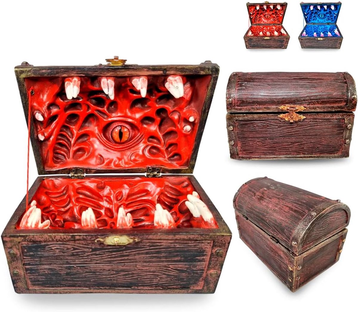 SnelShoppen - Dungeon Mimic Box voor het opslaan van dobbelstenen, D&D, Pathfinder, polyhedral dice, handgemaakt, realistisch, met glas oog