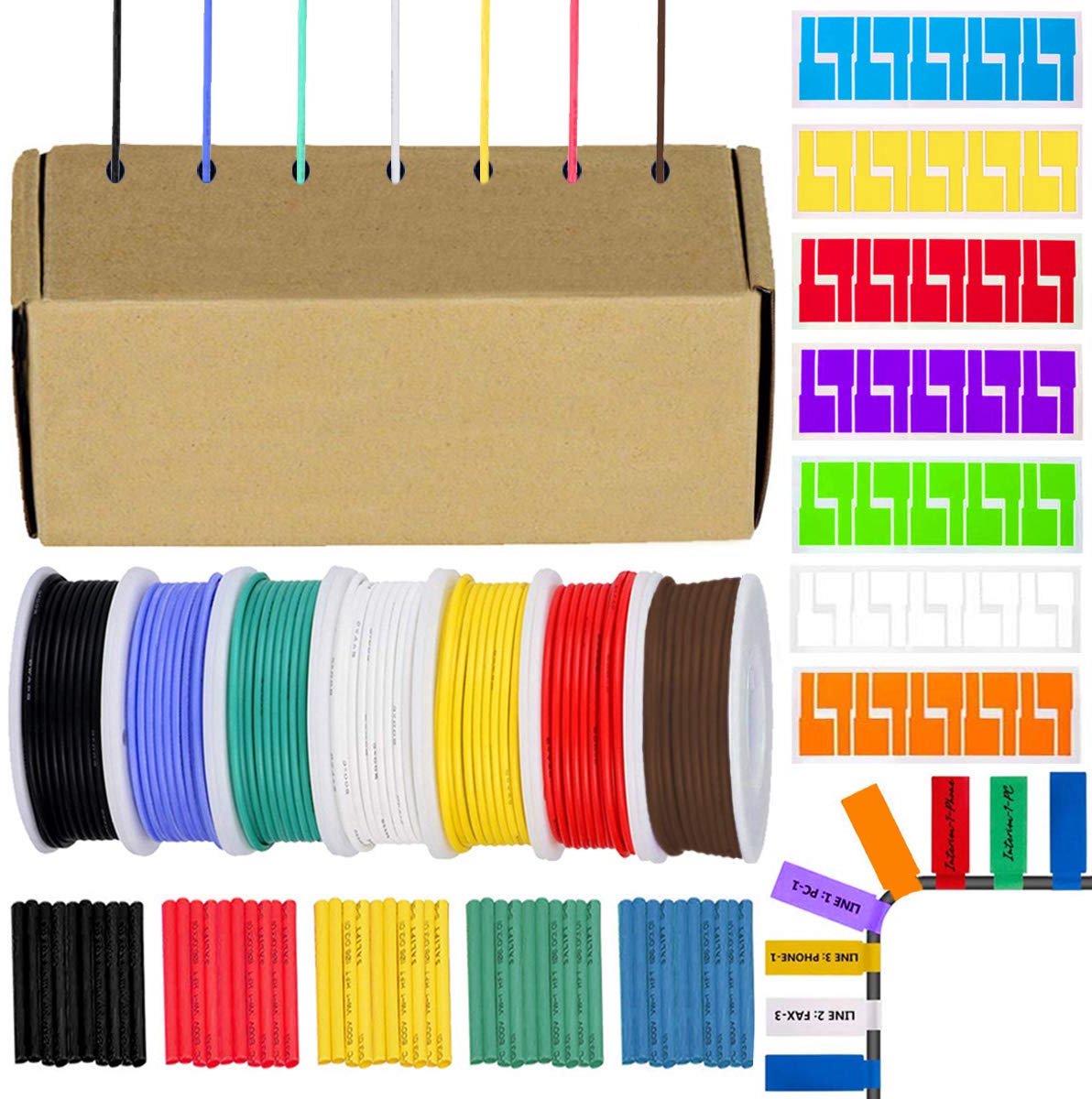 SnelShoppen - 24AWG Verbinding Kabel Kit - 10 Meter 24 Gauge Silicone Draad - Tinned Braided Elektrische Kabel - 7 Kleuren voor DIY - Perfect voor Shr