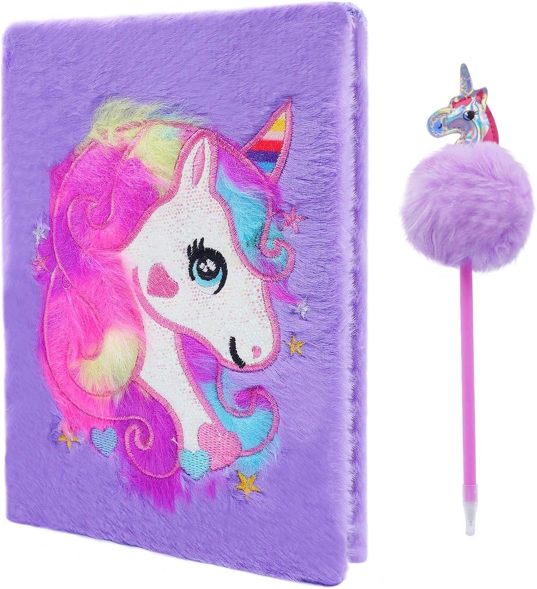 SnelShoppen - Plush Unicorn Notebook - Magisch Dagboek voor Meisjes - Fluffy Notitieboek met 160 Pagina's voor Schrijven en Tekenen - Perfecte Verjaar
