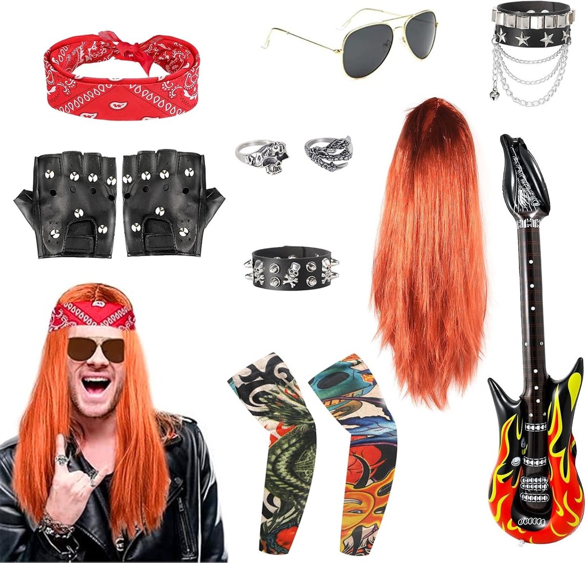Jaren 70, 80 en 90 Rockster Kostuum voor Dames en Heren - Punk, Carnaval, Feestoutfit en Festival Kleding