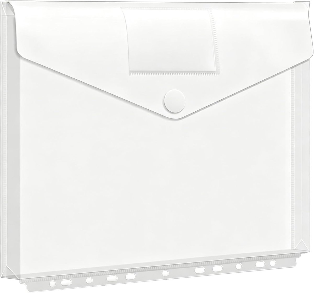 SnelShoppen - Pack van 12 A4 Document Folders met Klittenband, 11-Gats Randtabs, Transparant, Waterdicht, Documententas voor Organiseren van Documente