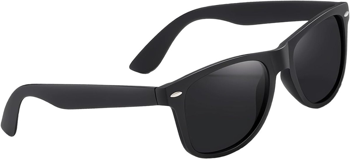 Zonnebril voor Mannen en Vrouwen UV400 - Klassieke Rechthoekige Zonnebril in Zwart, Lichtgewicht en Duurzaam voor Autorijden, Vissen en Buitenactiviteiten (Inclusief Leren Tas en Microvezeldoek)