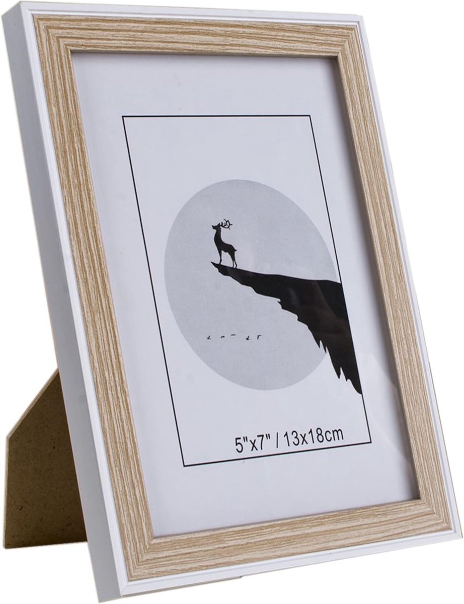 SnelShoppen - Houten Fotolijst 13 x 18 cm met Stand - Wit Hout - Decoratieve Foto Lijst voor Thuis - Perfect voor Aan de Muur, Bureau of Bedside Table