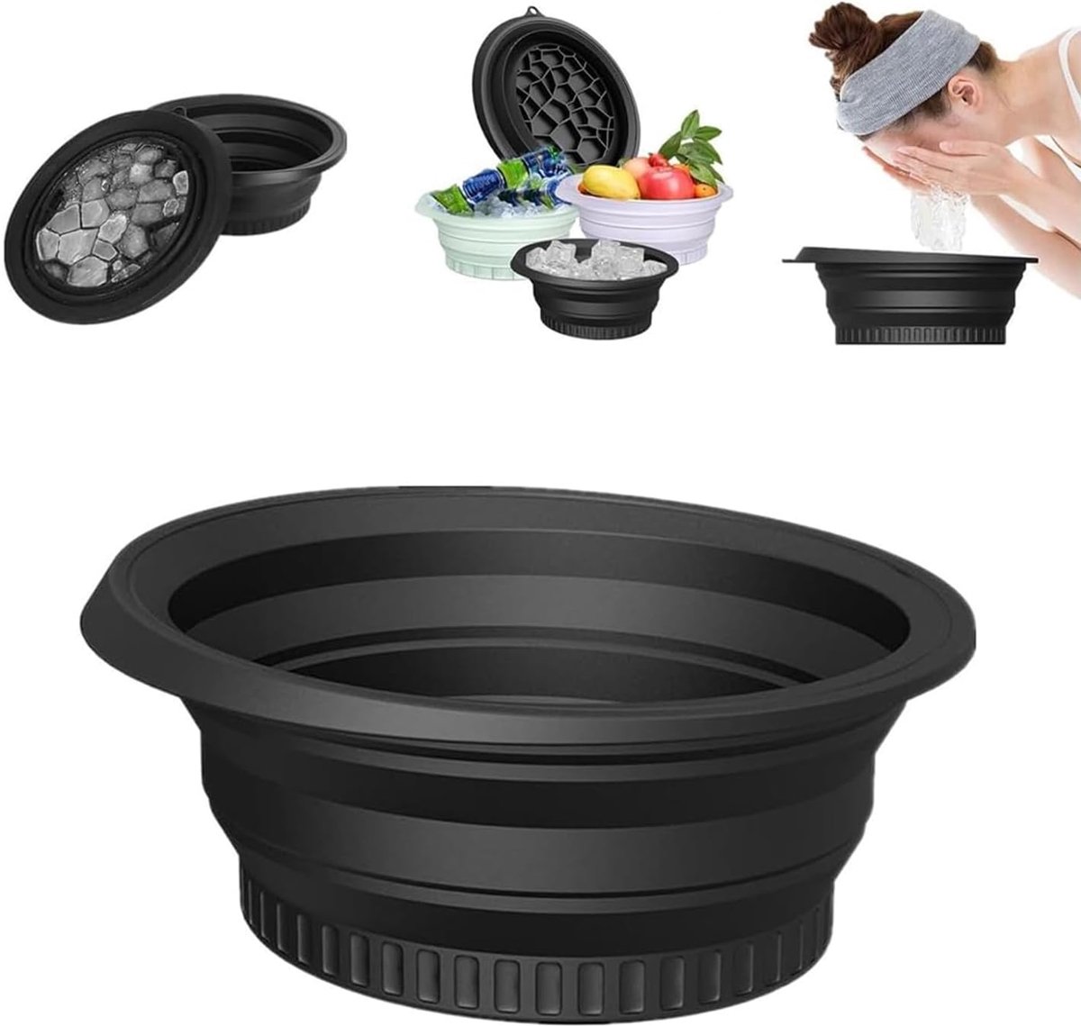 SnelShoppen - Vouwbare IJsblokjesvorm - Silicone IJsbad voor Gezichtsbehandeling - Compact, Opvouwbaar voor Reizen en Outdoor Gebruik - Ideaal voor Hu