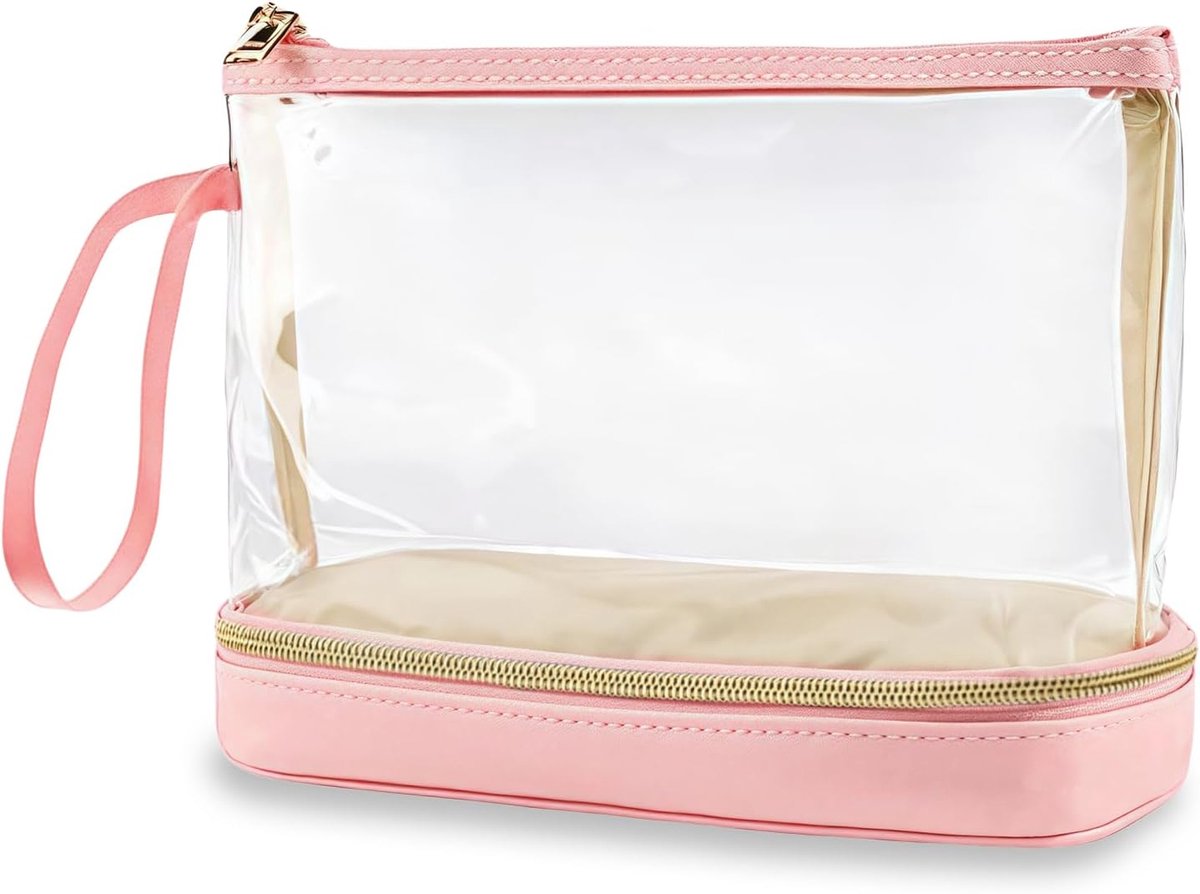 SnelShoppen - Aucuu Clear Toiletry Bag, Draagbare Reis Makeup Tas, Waterdichte Toilettas met Gescheiden Vakken, Grote Capaciteit, PVC, DIY, Transparan