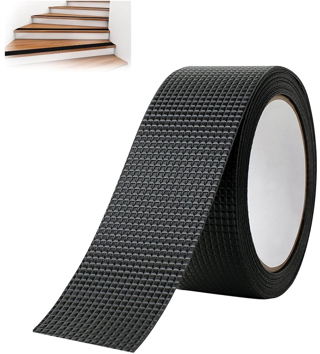 Antislip rubberen tape, waterdicht en ultrasterk, ideaal voor handgrepen en trappen, zwart, 5 cm x 3 m, voor veilig gebruik in huis