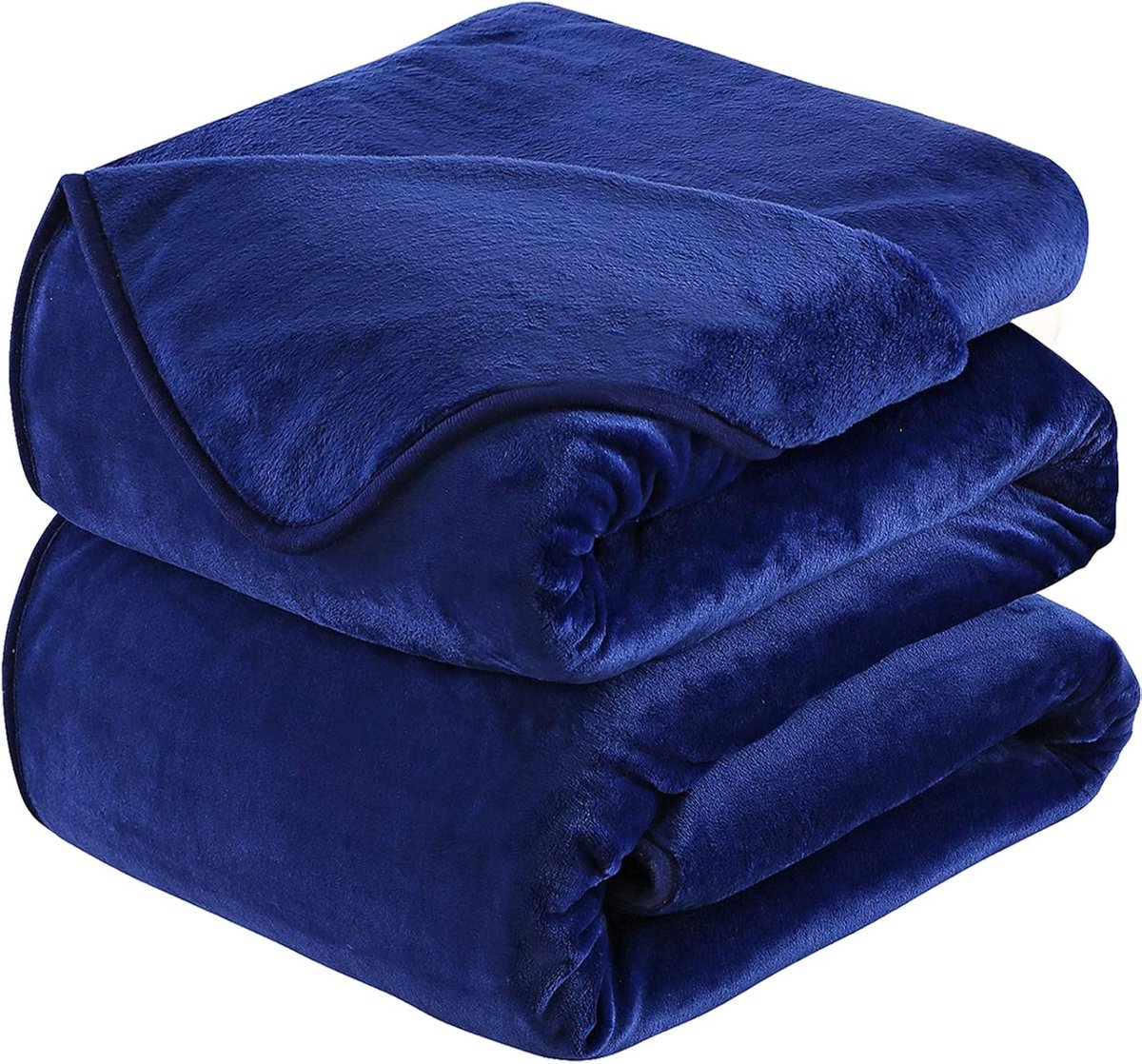 SnelShoppen - Plaid Thick Fleece Dekbed 150x200cm Navy Blauw - Zacht en Warm Dubbelzijdig Flanel Sofa Throw - Ideaal voor Bed, Bank en Camping