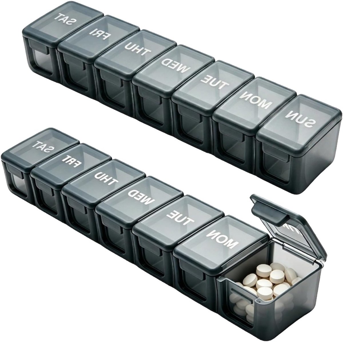 Wekelijkse pillendoos voor 7 dagen, grote medicijnorganizer met veilige vakken, ideaal voor vitaminen en supplementen, perfect voor reizen en dagelijks gebruik