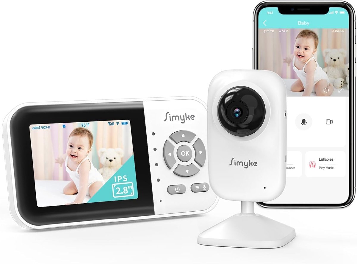 Thijox - Babyvideomonitor Met WiFi, 2.8" Display, Nachtzicht, 300m Bereik, 2-Weg Gesprek, Temperatuursensor, Babyfoon Voor Kinderen