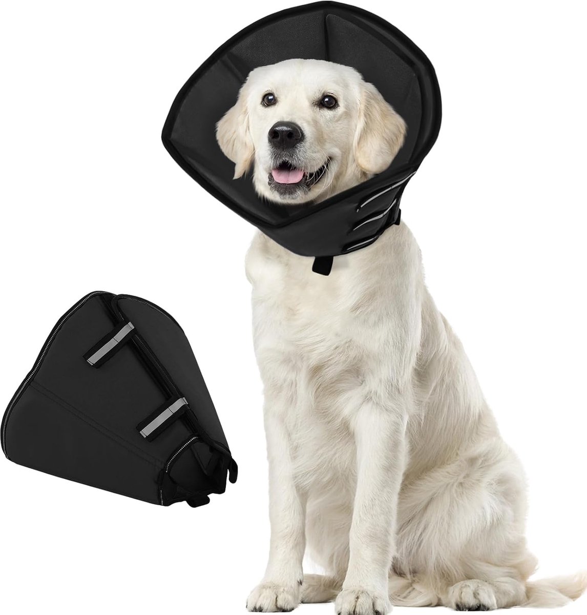 Thijox - Hondenhalsband XL, Anti-Likken Kegelbescherming, Ademend, Verstelbare Kraag, Zwart, Voor Honden en Katten, Ideaal na Operaties