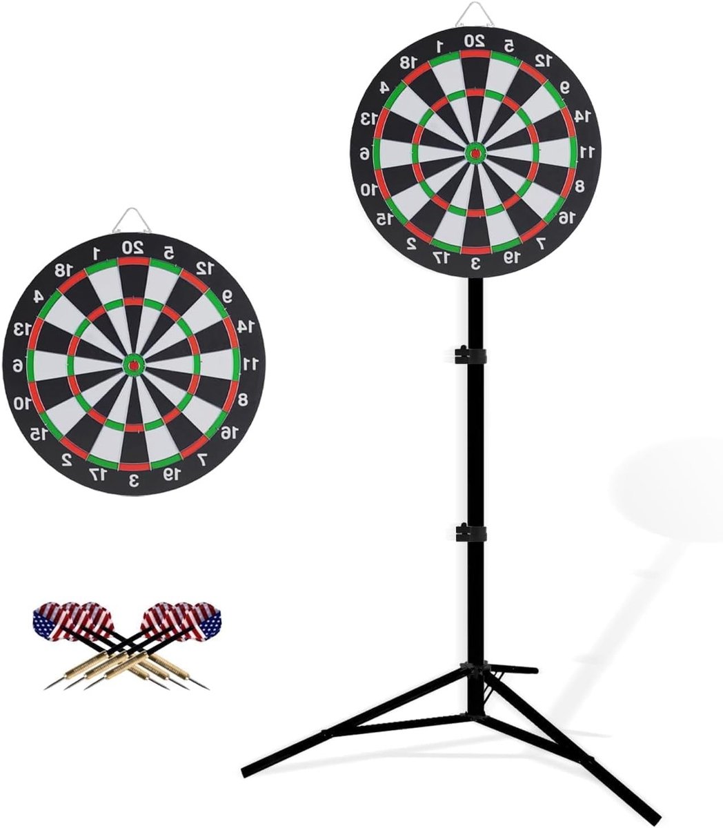 Hoogte verstelbaar dartbord met standaard, 46 cm dartbord, draagbaar ontwerp, ideaal voor thuis, pubs en buitenspellen met 6 darts inbegrepen