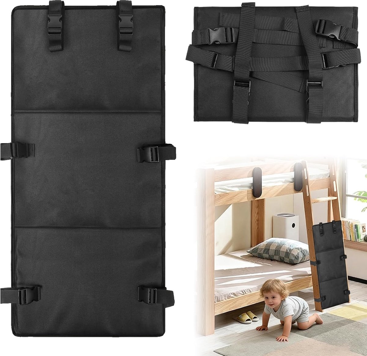 SnelShoppen - Bunk Bed Ladder Cover, 600D Oxford, Veiligheidsmat voor Kinderen, 78 x 38 cm, Vouwbare Ladderkussen met Verstelbare Gespen, Trapbescherm