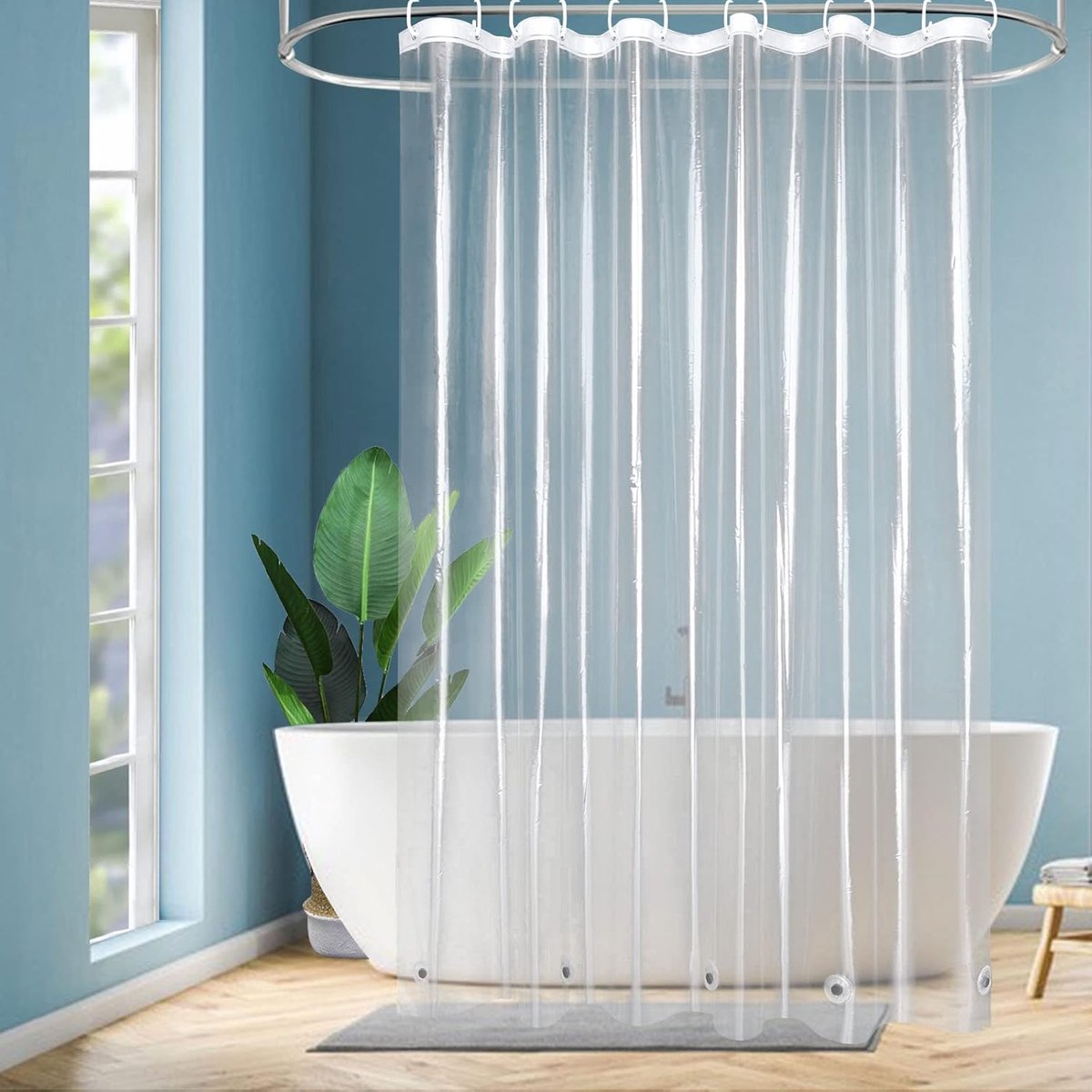 SnelShoppen - Transparante Douchegordijn 180 x 200 cm - Waterdicht PEVA Badkamer Gordijn met 5 Magneten en 12 Haakjes - Milieu-vriendelijk en Schimmel