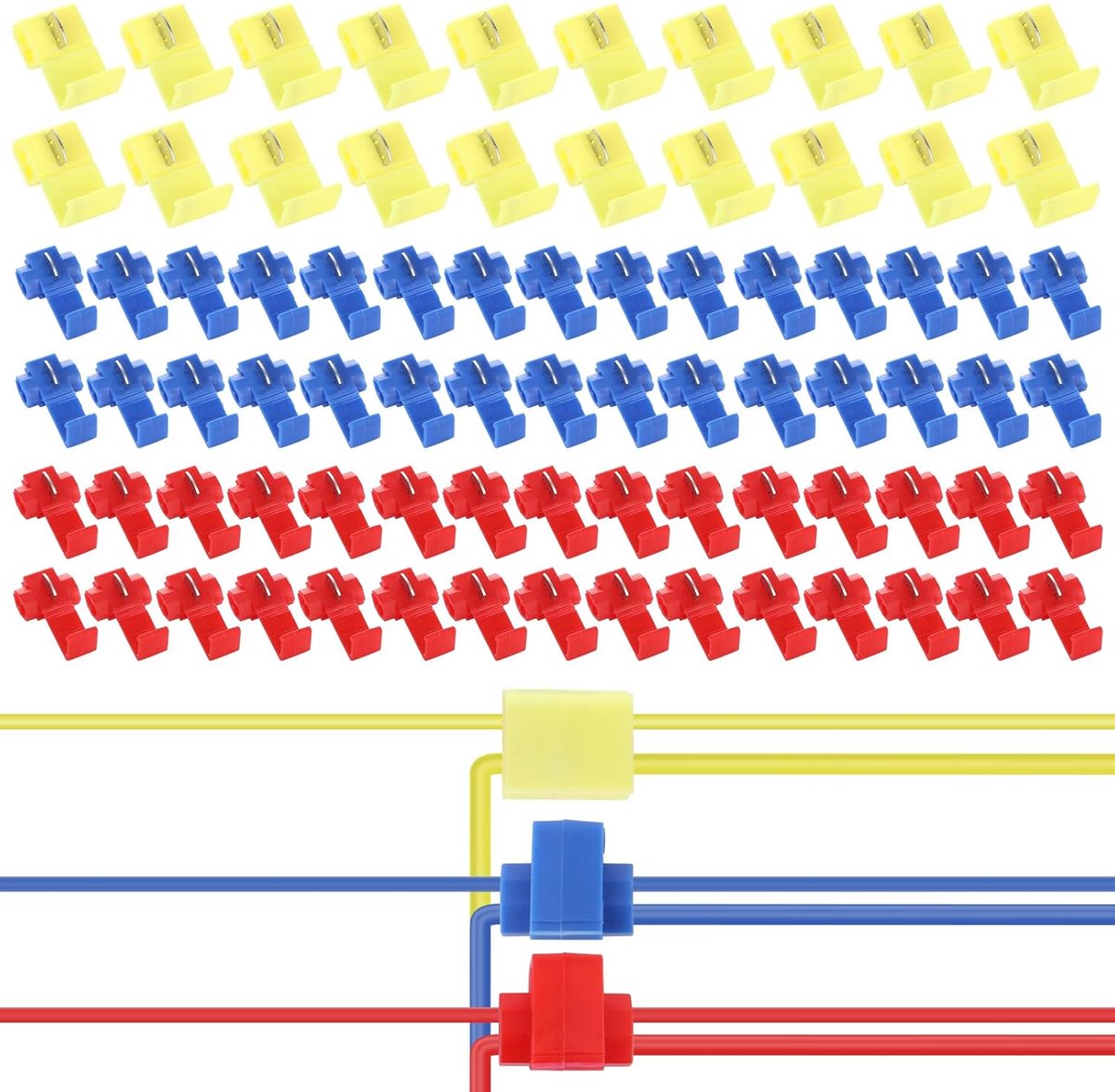 SnelShoppen - 80 Pcs Power Thief Auto Tak Connectoren - Rood Blauw Geel, Snelkoppeling Kabels, 0.5-6 mm², Geschikt voor Auto, Huis, Tuin, Elektronica