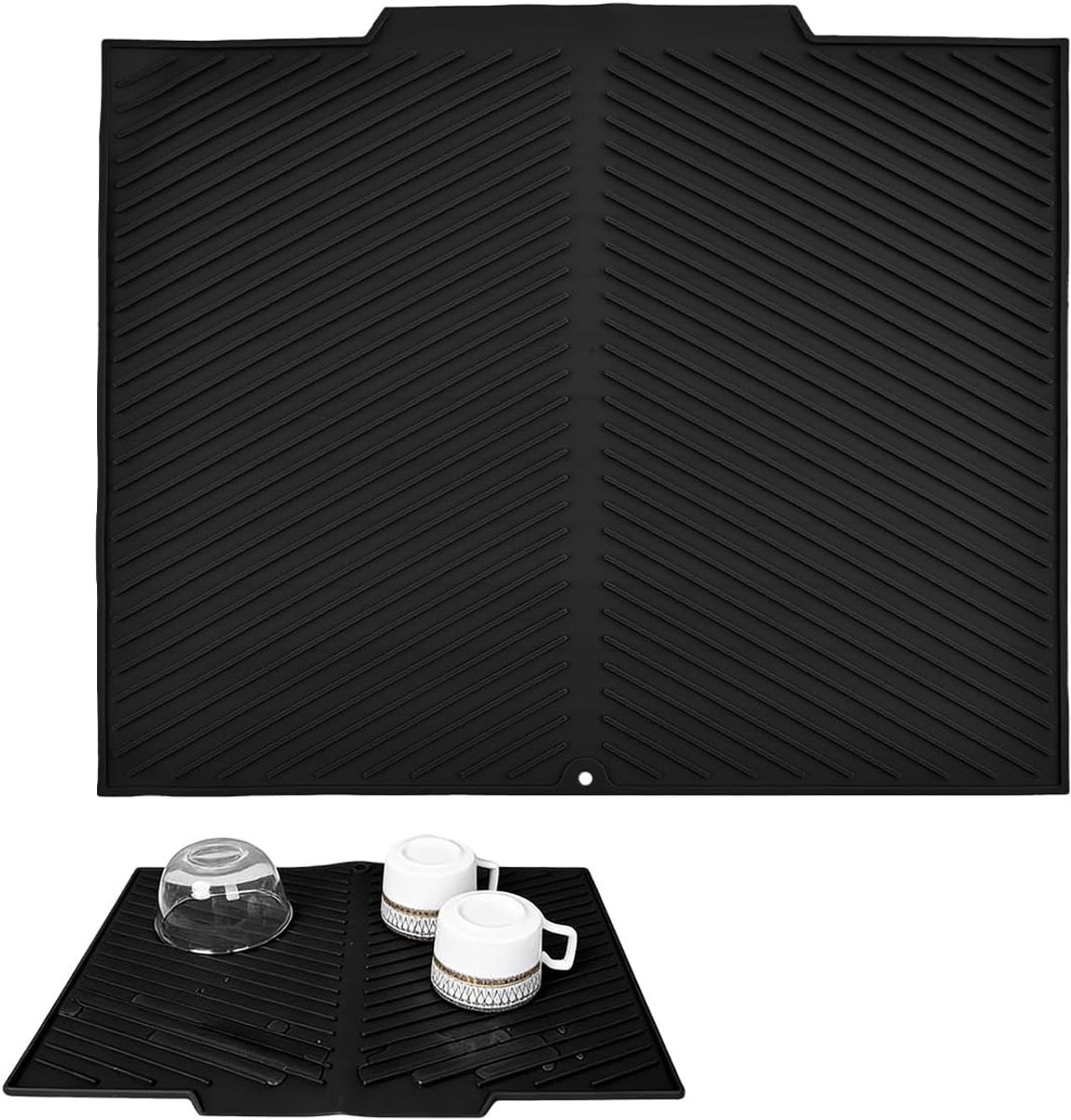 SnelShoppen - V-vormige Silicone Draining Mat met Afvoerspoort, 43 x 33 cm, Antislip, BPA Vrij en Warmtebestendig voor Keuken en Eten