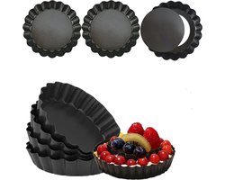 Tartelettevormen - Bakvorm - Taartvorm - Metaal - Tartelette Vormpjes Met Hefbodem - Tartelette Bakvorm - Duurzaam - Voor Het Maken Van Cakes, Pizza's, Vleessauzen, Taarten, Cupcakes En Brownies