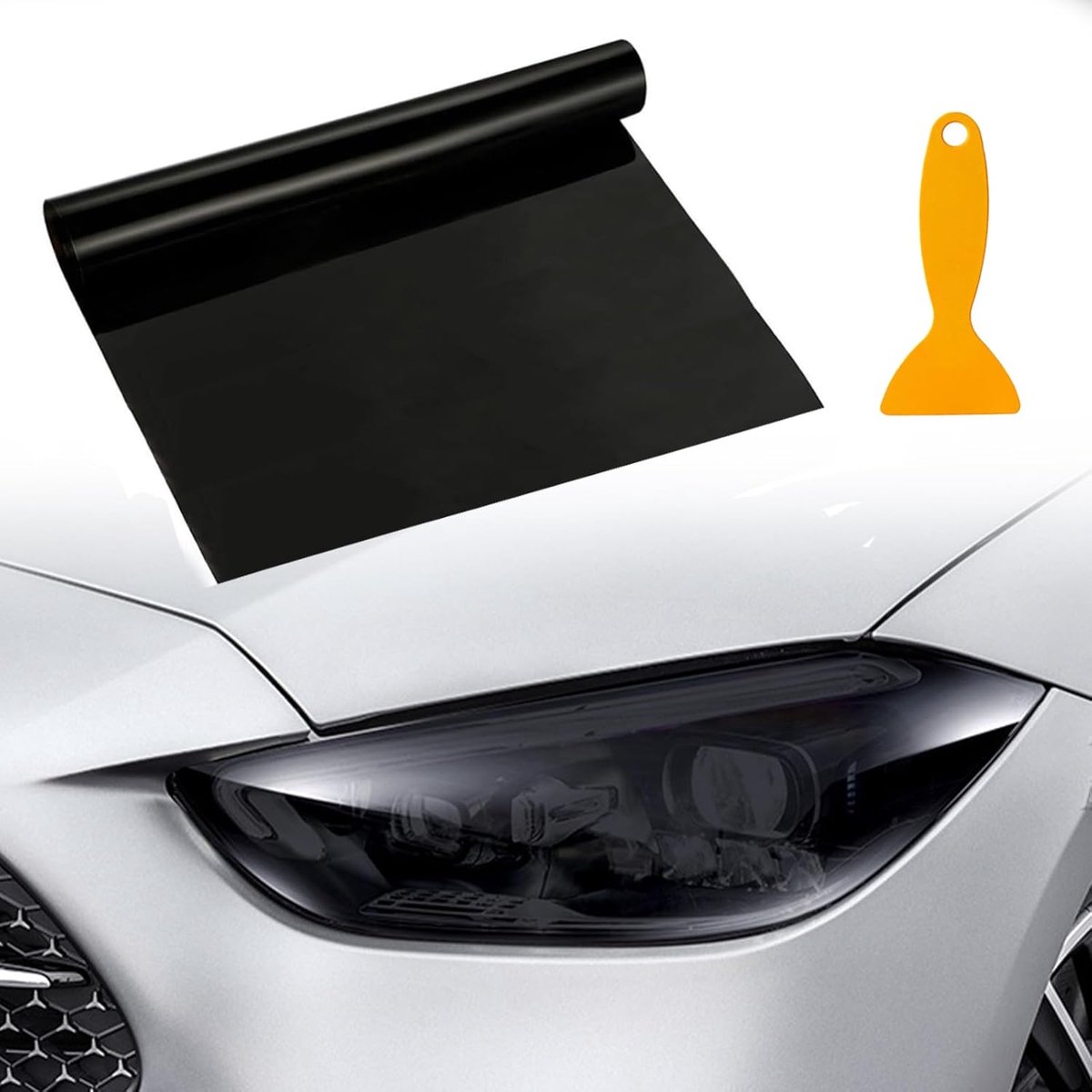 SnelShoppen - Tinted Car Headlight Film 30x120 cm - Zwart Waterdicht - Auto Verlichting Tinted Film - Hoge Transparantie en UV Bescherming - Duurzaam