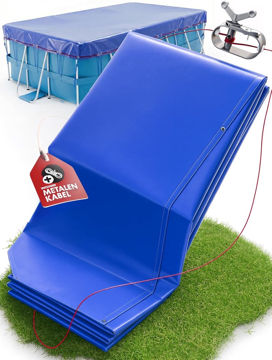 SnelShoppen - Pool Cover 300 x 200 cm, Winter Tarpaulin, 200 g/m², Inclusief Montagemateriaal, Geschikt voor Intex Bestway, Duurzaam en Waterdicht, Id