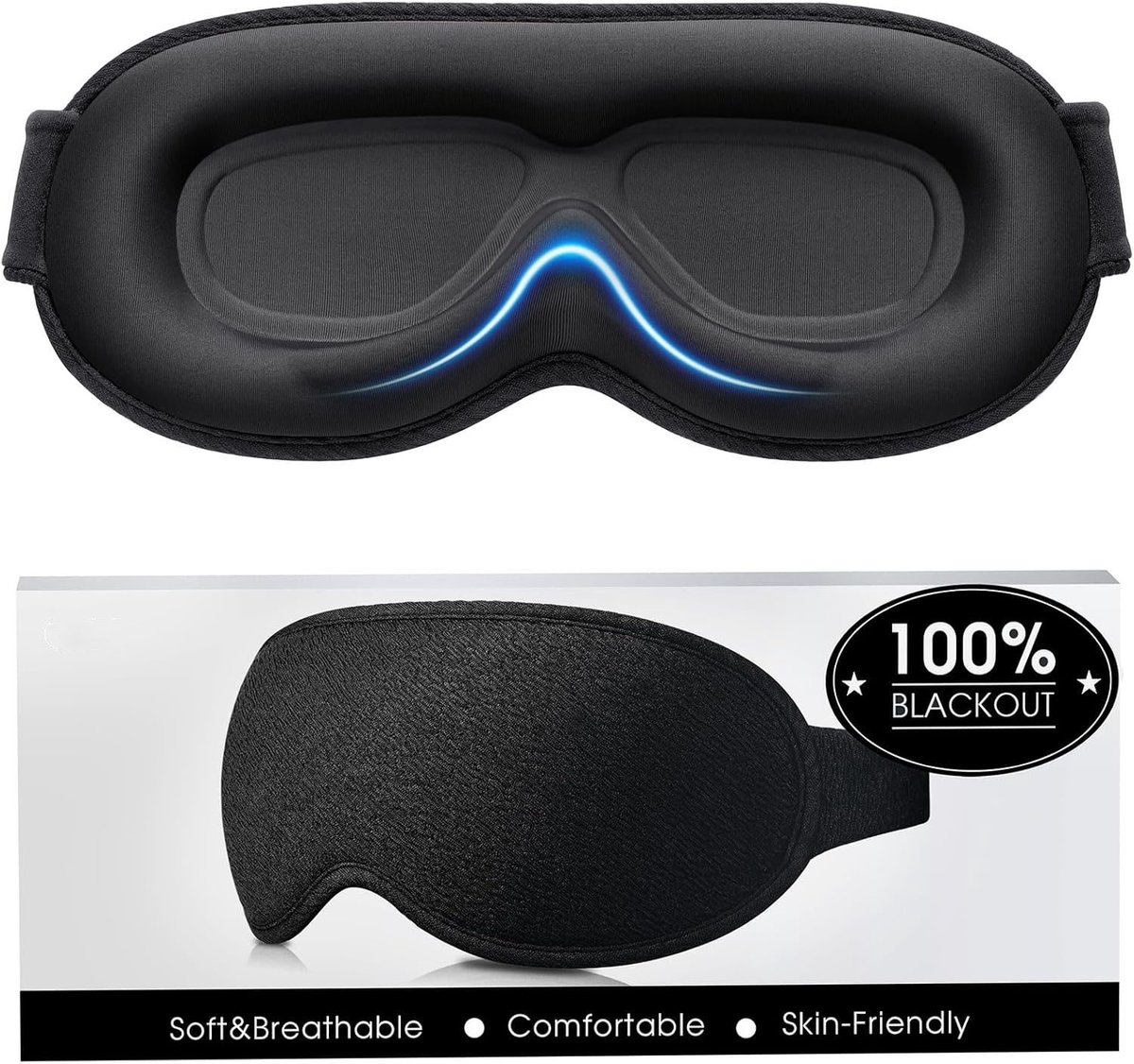 Oogmasker Slaap - Zijden Slaapmasker - Verduisterend Oogmasker - Verduisterende Slaapmaskers - 3D-Gecontourde Vormgeving - Zonder Oogdruk - Ergonomisch Ontwerp - Oogbeweging en Wimpervriendelijke Nachtblinddoek