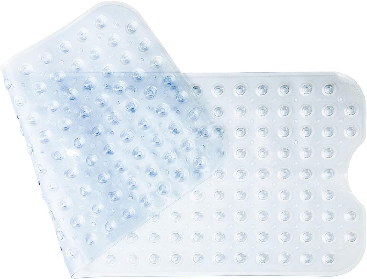 SnelShoppen - Antibacteriële Badmat 100x40 cm - Antislip Natuurrubber met Zuignappen - Extra Lange, Milieu-vriendelijke, Wasbare Badmat - Transparant