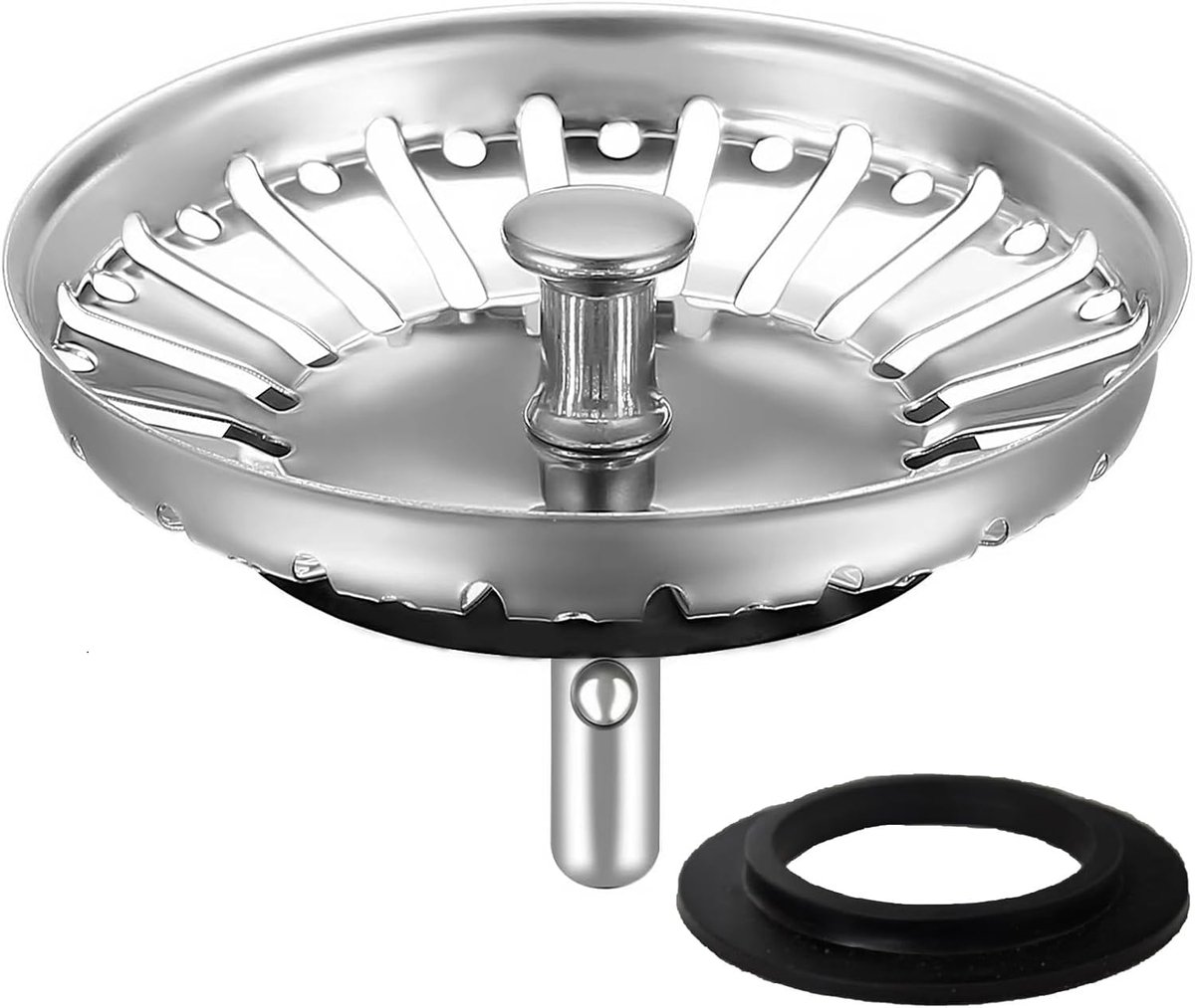 SnelShoppen - RVS Strainer Basket 84mm - Universele Afvoerplug Keuken - Voorkomt Verstopping en Drains Snel - Voor Blanco en Franke - Extra Seals