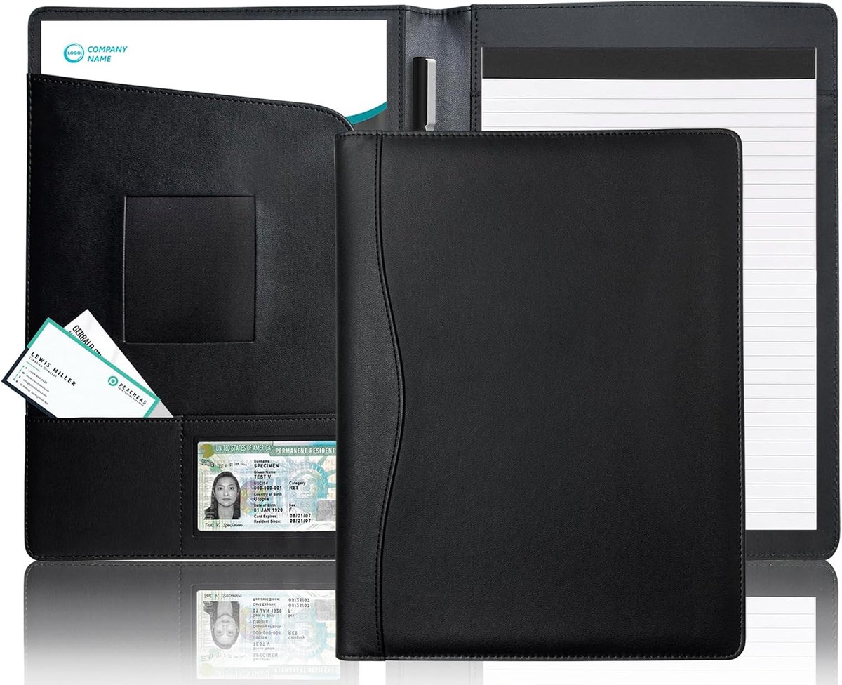 SnelShoppen - Elegante A4 Conference Folder Imitatie Leer Portfolio Document Organizer met Grote Compartmenten, Notitieblok, Tablet en Rekenmachine