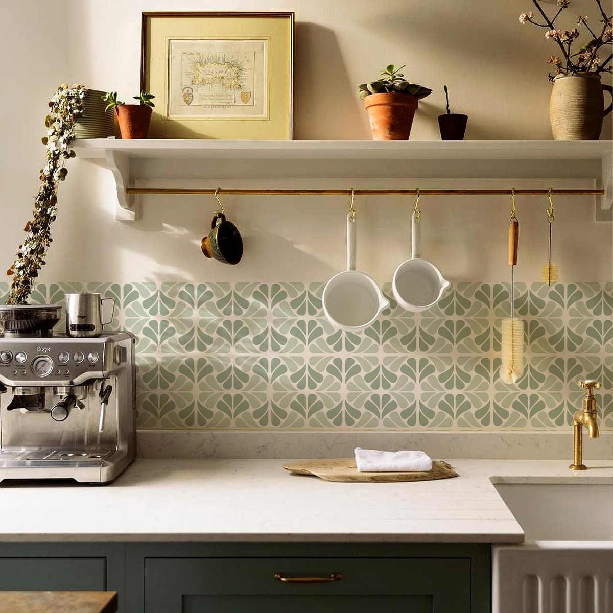 SnelShoppen - 25 Stuks 20 cm Tegelstickers Sage Green - Zelfklevend voor Badkamer, Keuken, Spatbescherming, Water- en Olieresistent, Eenvoudig aan te