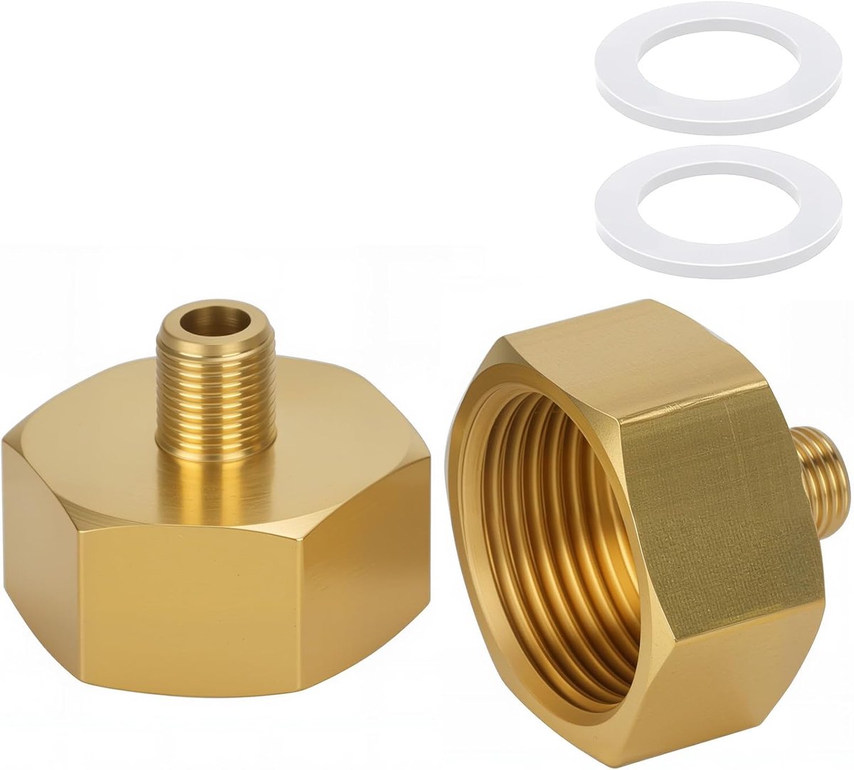 SnelShoppen - 2 Pack Messing AG/IG Reducer Adapter 1/8" Mannetje naar 3/4" Vrouwtje | Duurzame Pijpaansluiting met Rubber Seal voor Water/Gas | Roestv