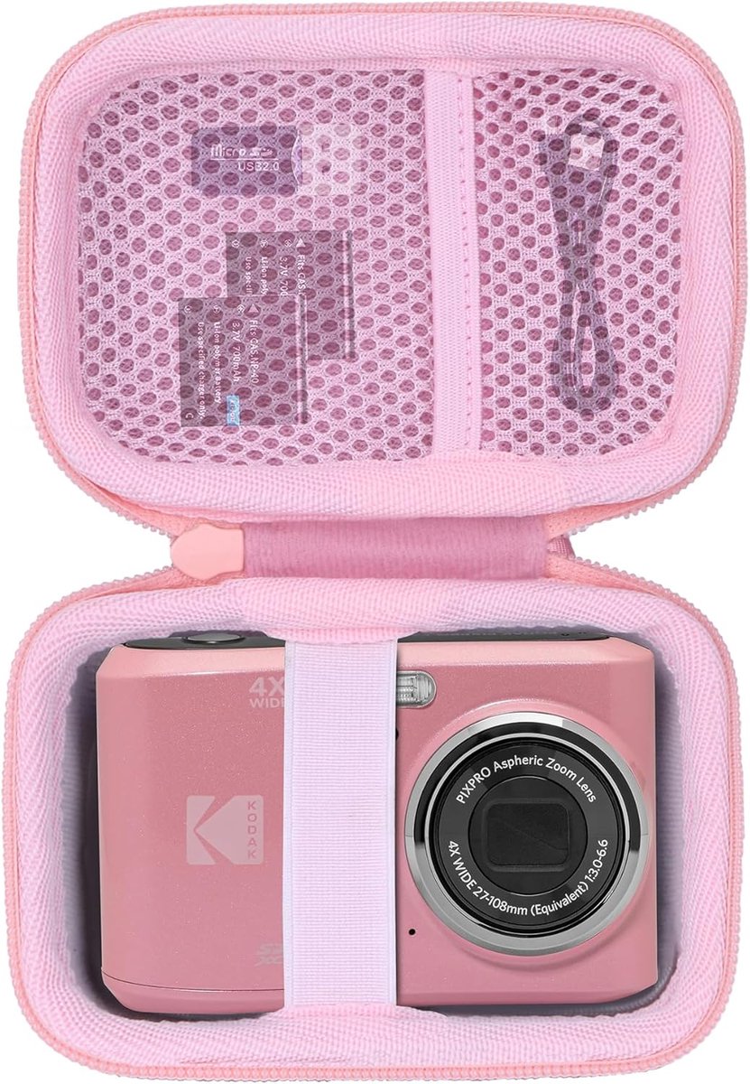 SnelShoppen - Opbergtas voor Digitale Camera - Geschikt voor Compacte Digitale Camera's - Roze - Ideaal voor Reis, Vakantie, Foto's en Outdoor Gebruik