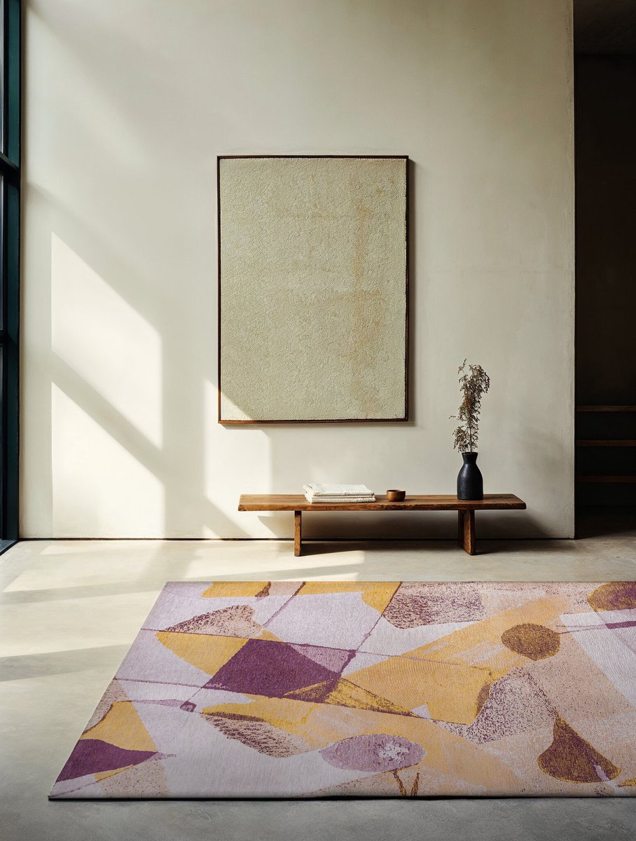 Binnen vloerkleed -140 x 200 cm - Remix Strike 9536 Eggplant laagpolig tapijt - Made In Belgium