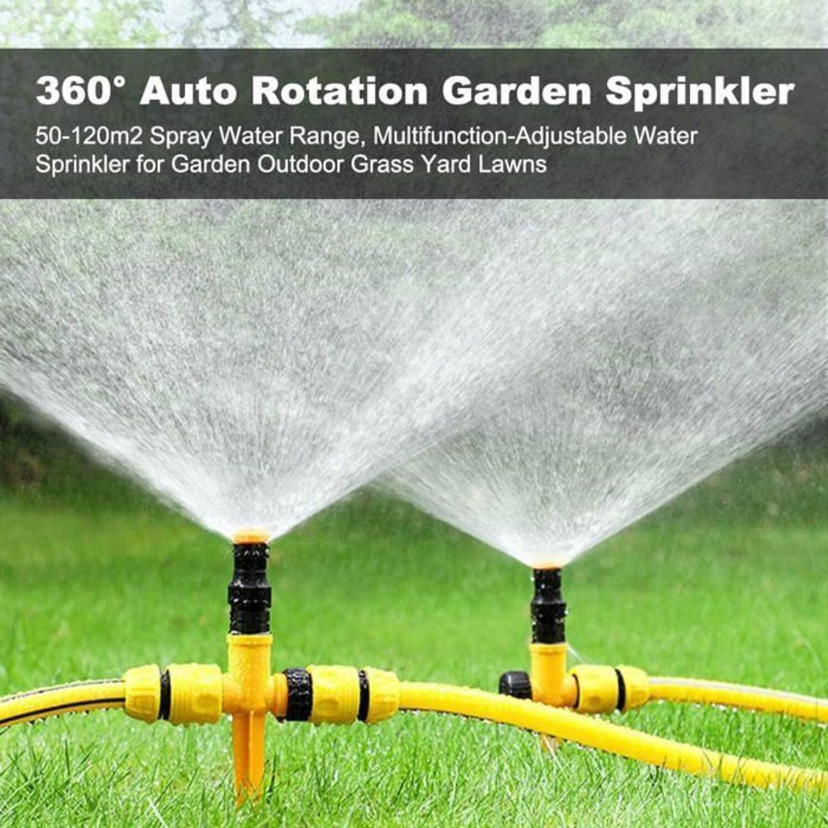 Een set van 3 360° draaibare sproeiers - regelbare automatische bewatering, verstelbare sproeikoppen, Geschikt voor tuinen, gazons en groenten.
