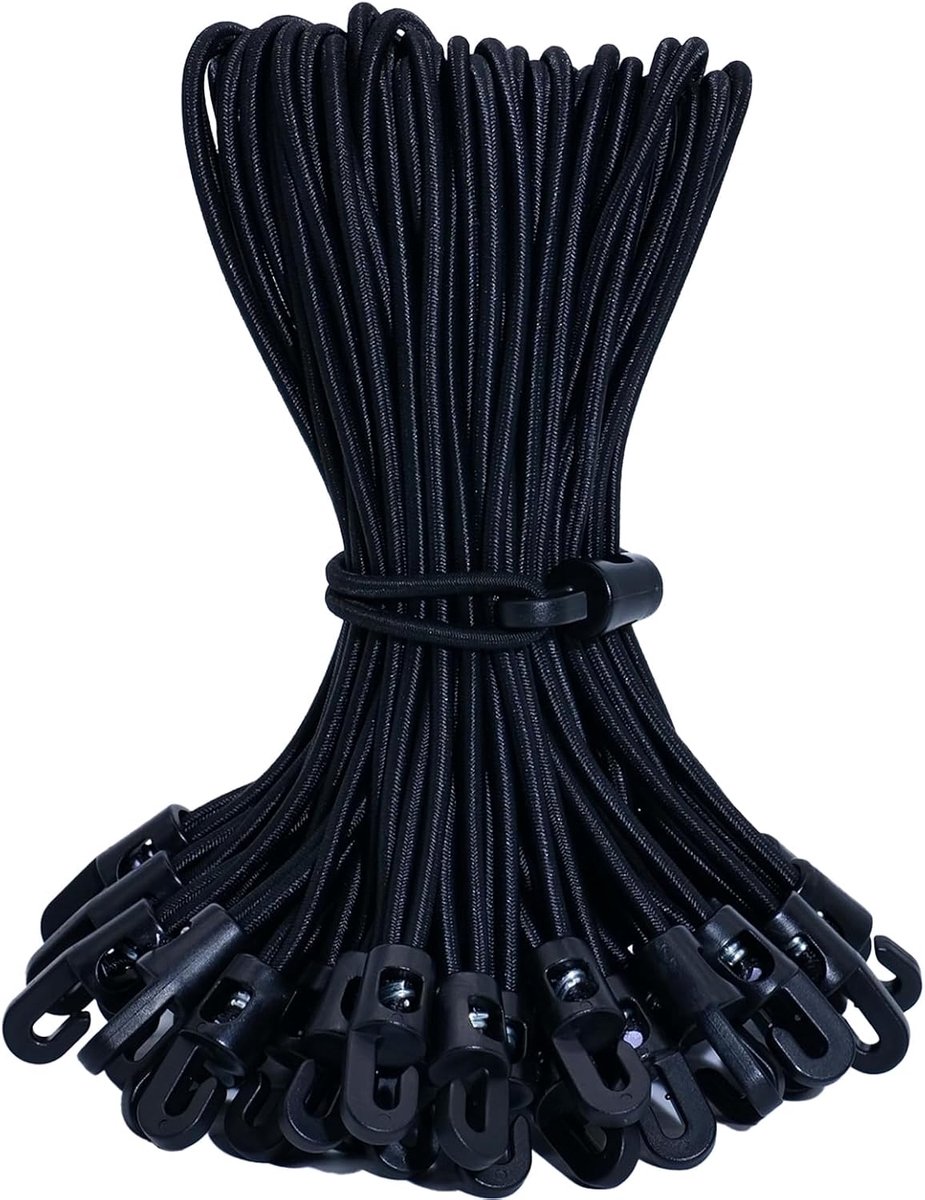 SnelShoppen - 50 Stuks Spanrubbers met Haken - 20 cm Expander Rubber Spanners met Haken - Multifunctionele Zeilspanners voor Dekzeilen, Posters, Tent,