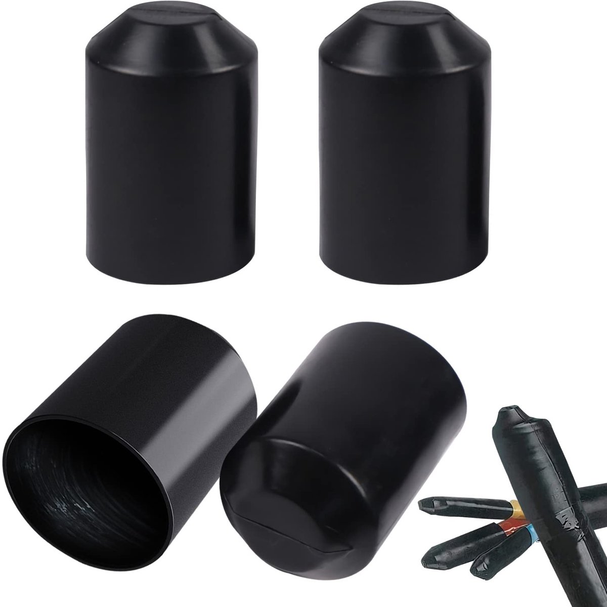 SnelShoppen - Heat Shrink Tubing Caps 30mm - Waterdichte Isolatie voor Kabel Eind - 4 Stuks - Thermoplastisch Polyolefine - Bescherming tegen Vocht en