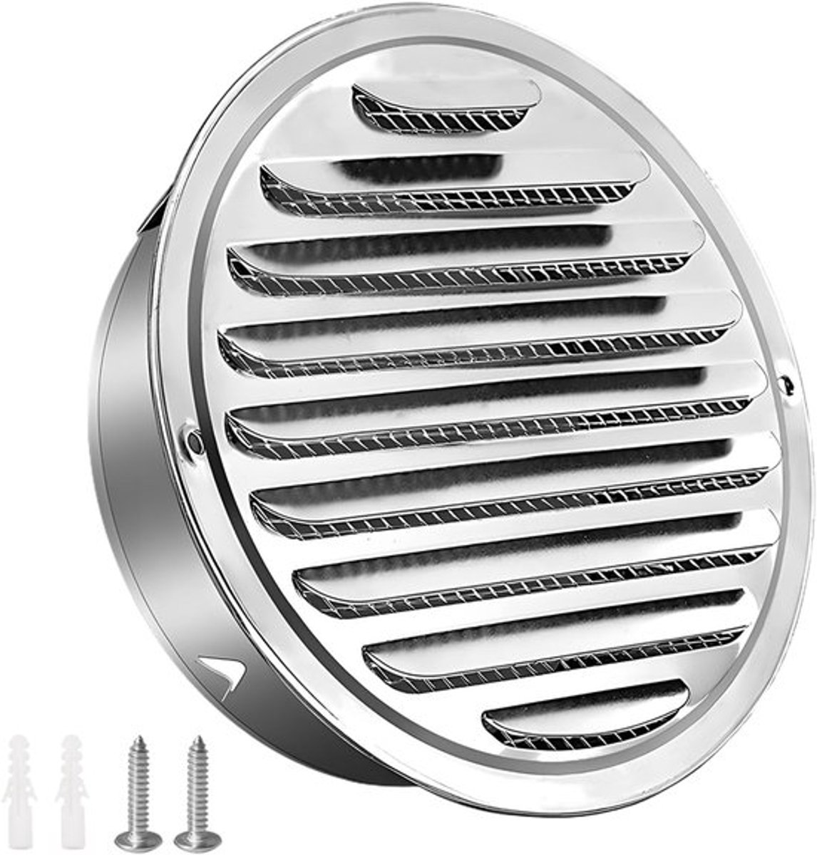 Ronde ventilatierooster van 100 mm in roestvrij staal, weerbestendig, voor luchtcirculatie