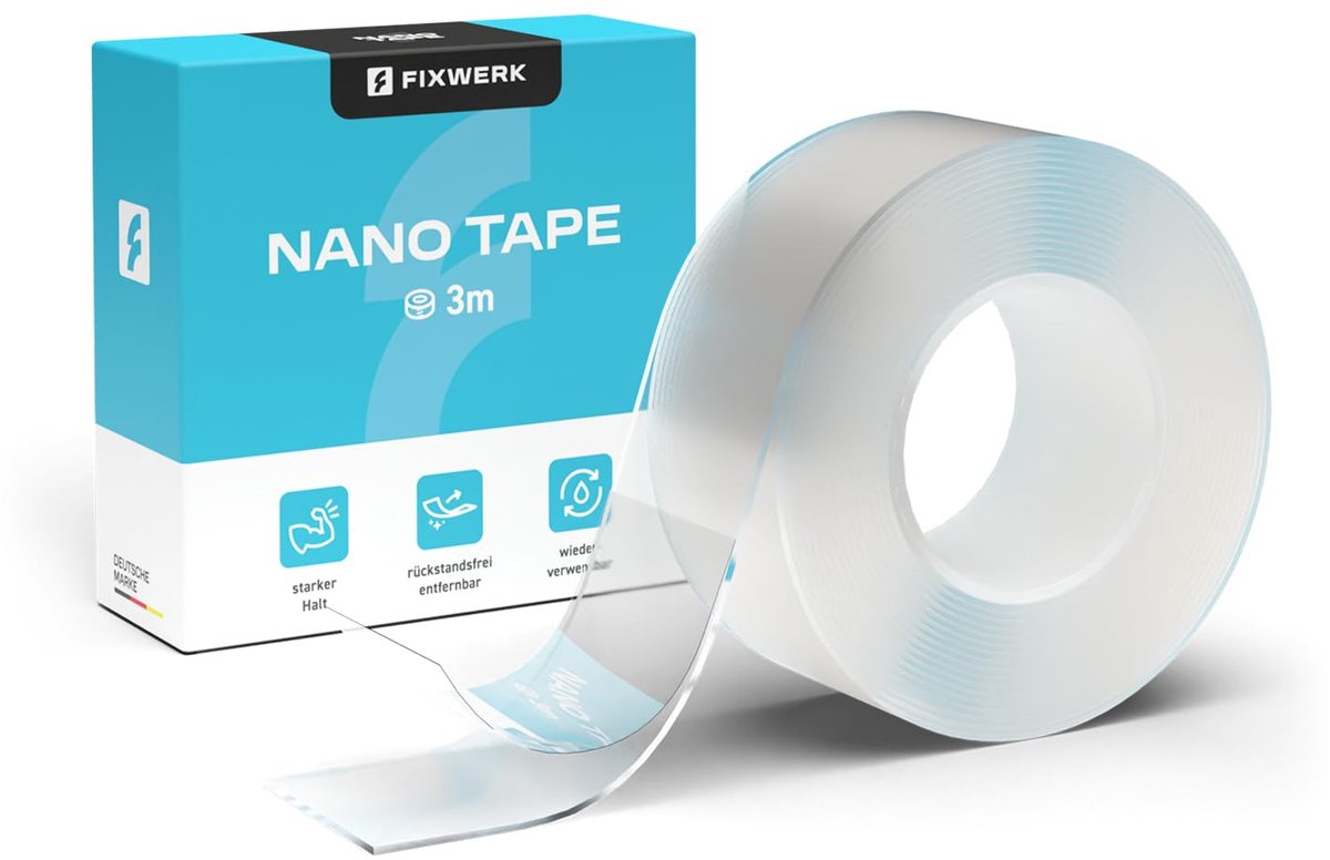 Dubbelzijdig Nano Tape - Extra Sterk, Wasbaar en Herbruikbaar Plakband (3 Meter Rol)