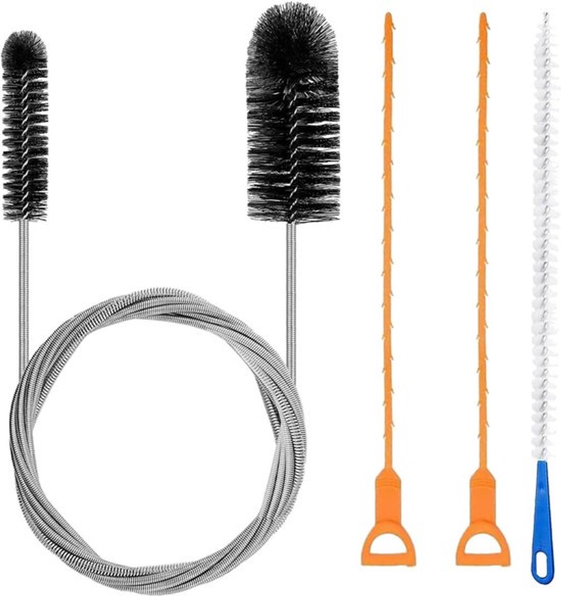Set van 4 Afvoerontstoppers voor Douche en WC - Professionele Sanitair Reinigingsset - Ontstopper met Reinigingssonde - Slangen Reinigen - Badkameraccessoires