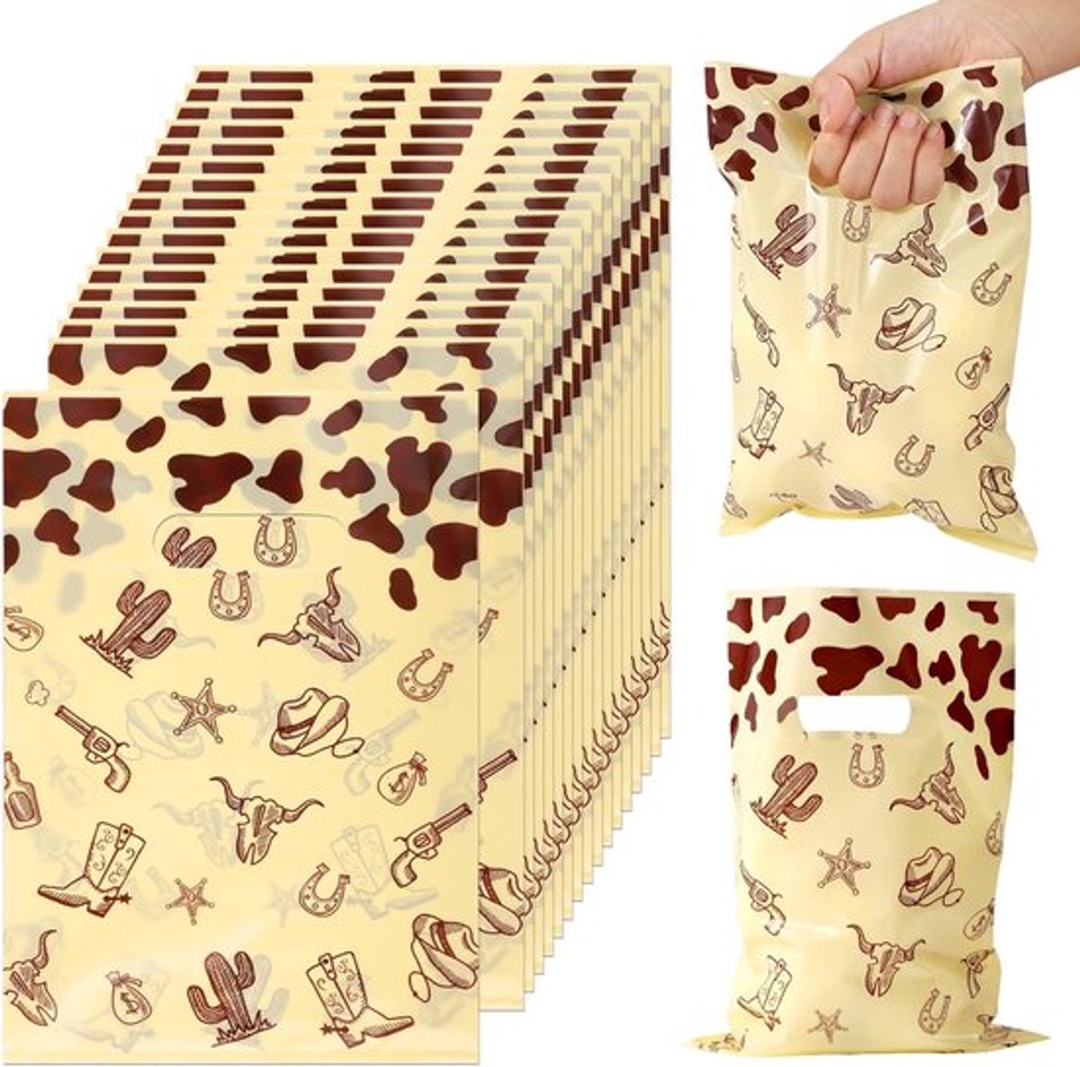 Cowboy-Cadeauzakjes voor Cowboy-Themafeest - Set van 50 Plastic Goodiebags voor Kinderen en Tieners - Western-Thema Snack- en Snoepzakjes