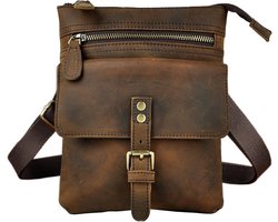 Le'aokuu Men Genuine Leather Coffee Travel Hip Bum Fanny Belt Waist Packing Small Hook Satchel Messenger Bag Phone - ShopVlot