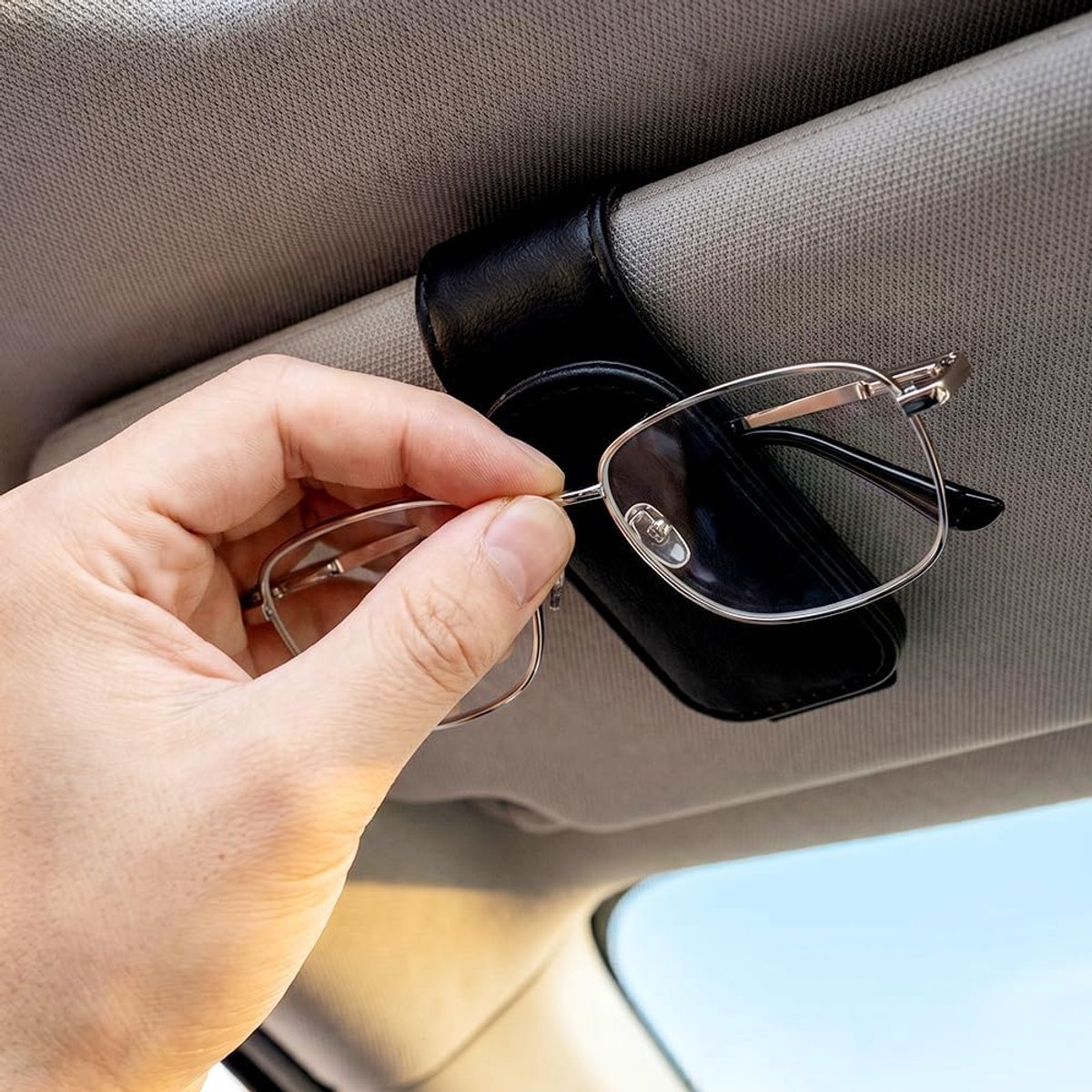 Brilhouder voor zonneklep voor auto's, 2 stuks zonnebrilhouders voor auto, magnetische autozonneklep, houder voor - ShopVlot