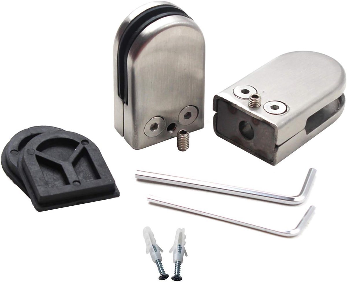 Glass clamp stainless steel glass holder suitable for 8-10mm glass thickness (2 pieces) - ShopVlot