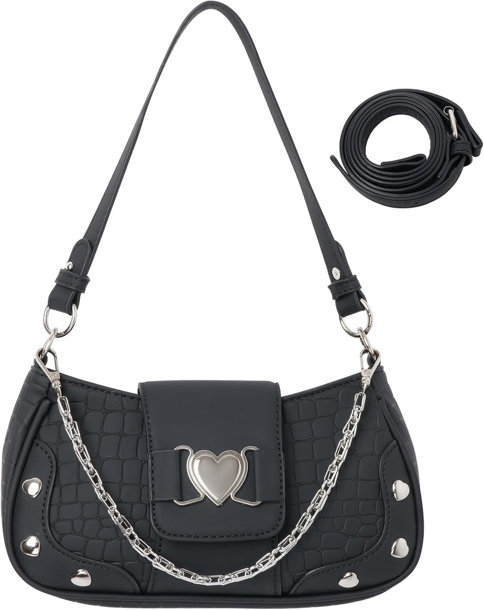 Y2K Women's Casual Crossbody Bag Retro Shoulder Bag Elegant Small Bag Underarm Bag with Metal Chain for Everyday Party - ShopVlot