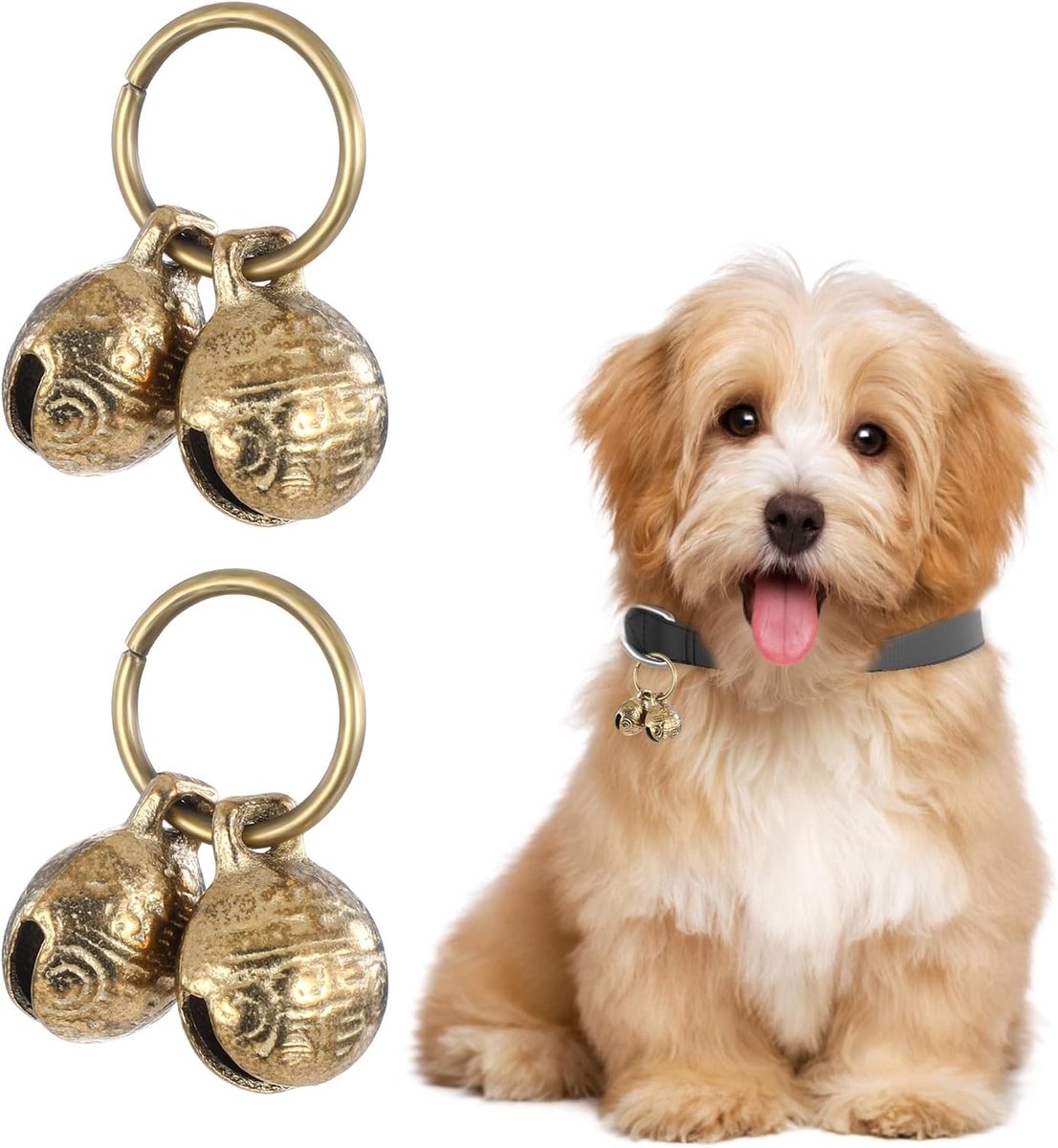 Huisdier Klokken Set - Messing - Ø 17,2 mm - Retro Klokken voor Honden en Katten - Voor Training en Tracking