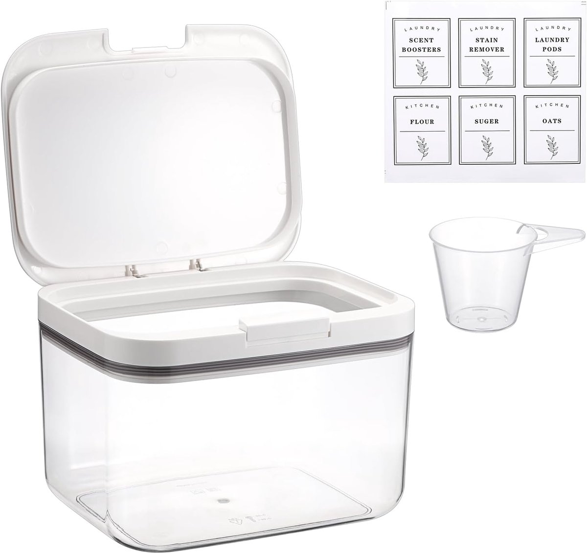 PET Plastic Storage Box, Storage Container with Measuring Cup, Laundry Soap Beads Organizer Fragrance Beads Flour Dog - ShopVlot